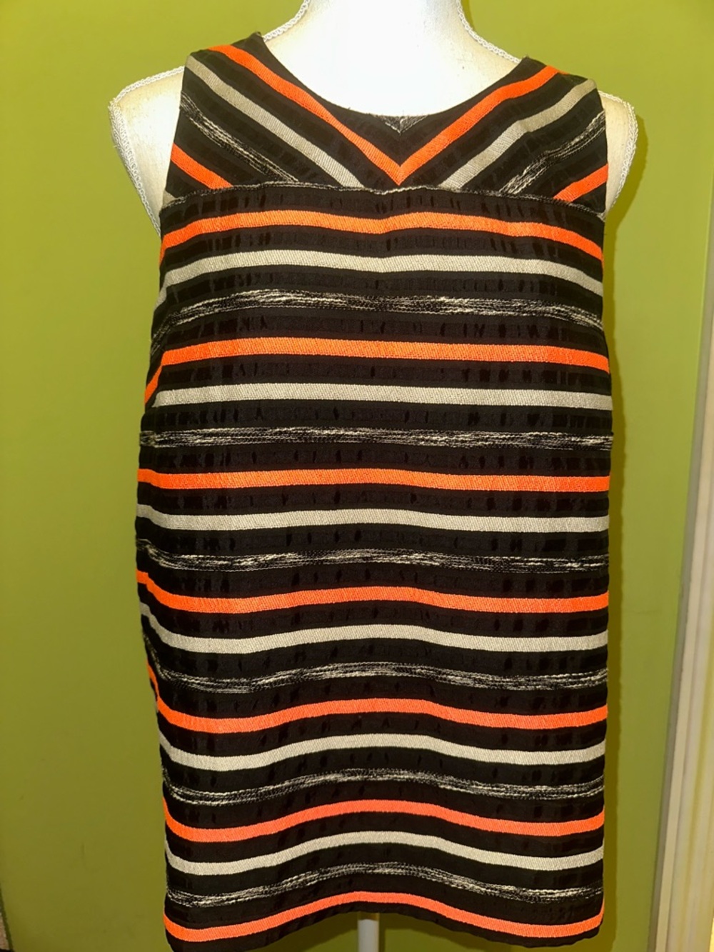 HD in Paris Black, Orange & Cream Striped Sleeveless Top